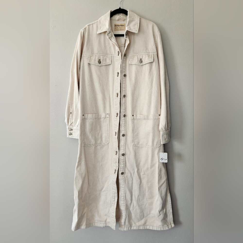 Free People Anna Lou Denim Duster Ivory NWT - Picture 3 of 14